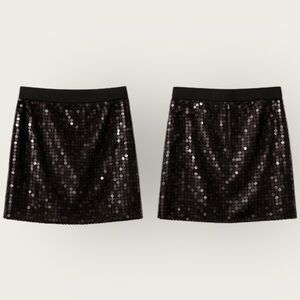 KENAR Black Luxe Sequin Mini Skirt – All Season Glam With Holiday Sparkle - Sz M